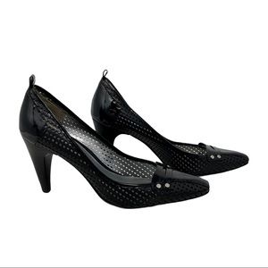 VIA SPIGA Patent Penny Loafer Perforated Pumps 7.5